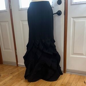 Vintage Oblique Elegant Black Ruffled Mermaid Skirt